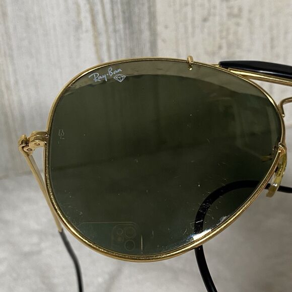 Vintage Ray Ban B&L Diamond Hard Aviator Shooter Sunglasses Gold Frames 62mm - Picture 3 of 14